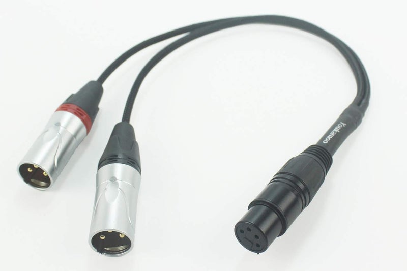 Youkamoo 4 Pin XLR Female to Dual 3 Pin XLR Male Silver Plated Audio Headphone Adapter Cable 1 FT - Image 3